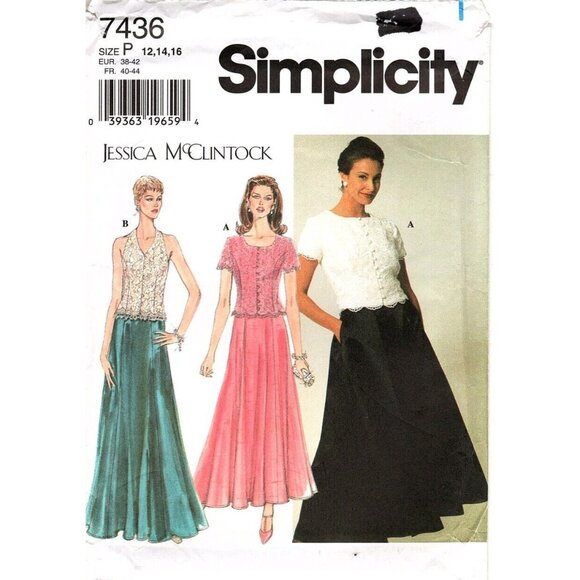 Simplicity 7436 Misses 12 to 16 Jessica McClintoch Dress UNCUT Sewing Pattern - Picture 1 of 2